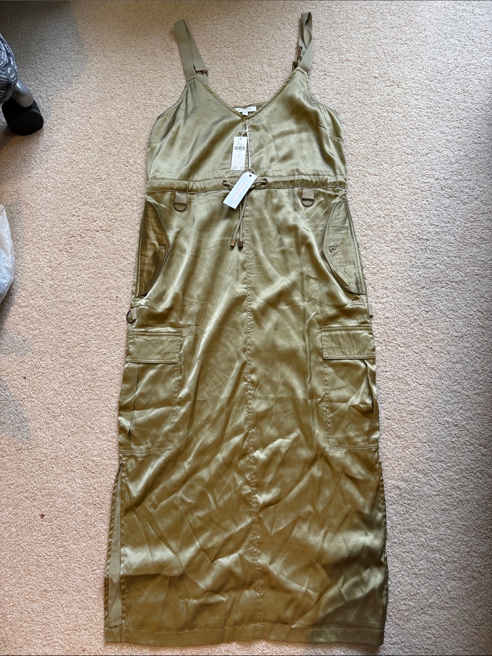 NWT Anthropology love the label size small Olive Utility Midi Dress with Pockets